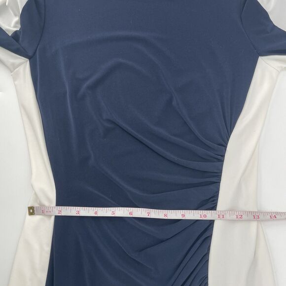 Lauren Ralph Lauren Womens Dress Sz 6 Navy Ivory Colorblock Stretch Knee Length - Picture 8 of 10